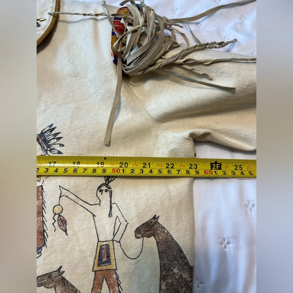 VTG Double D Ranch Cream Fringe Painted Western Jacket - Picture 16 of 17